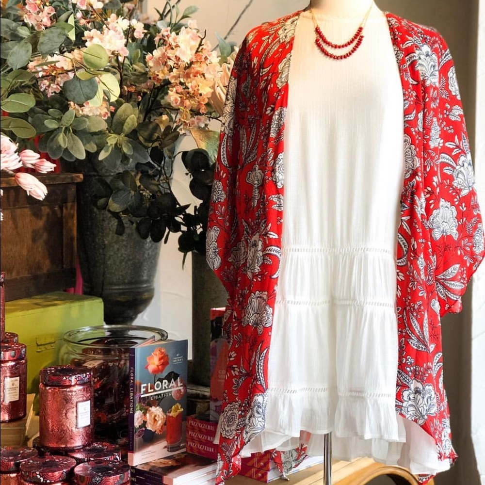 Umgee USA Red Floral Kimono